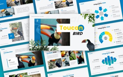 Tukan - zwierzę uniwersalny szablon PowerPoint