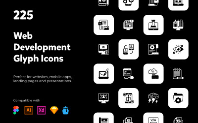 App tervezési és fejlesztési szilárd ikonok