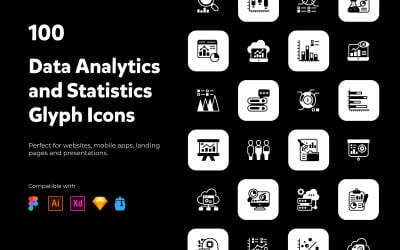 Data-analyse en statistieken Solid Icons Set
