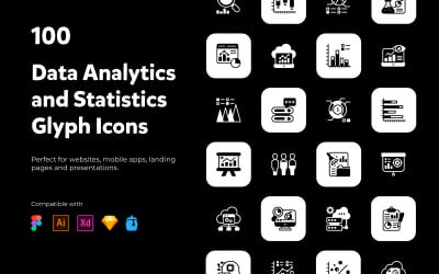Data Analytics and Statistics Solid Icons Set
