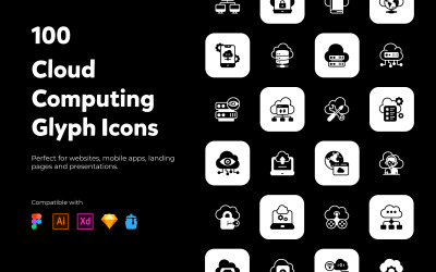 Reihe von Cloud-Computing-Solid-Icons
