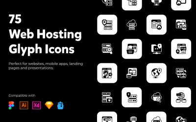 Web Hosting ikon modern kitöltött stílusban