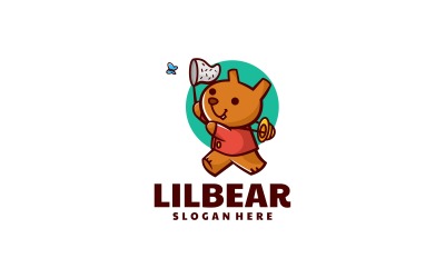 Liten björnmaskot tecknad logotyp