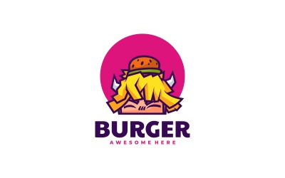 Logo de dessin animé de mascotte de garçon de burger