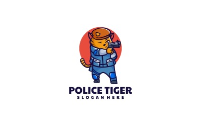 Logotipo de desenho animado do tigre da polícia