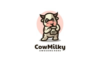 Logotipo de mascota simple de leche de vaca