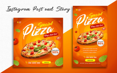 Spezielle Pizza | Instagram-Beitrag und -Story | Vorlage für soziale Medien