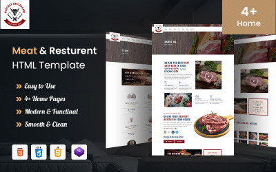 Szablon witryny internetowej Bootstrap HTML5 dla restauracji Meat Farm and Seafood Store