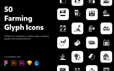 Collection of farming solid icons