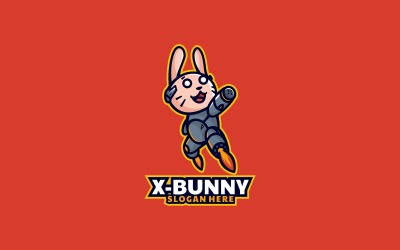 Modèle de logo de dessin animé de lapin