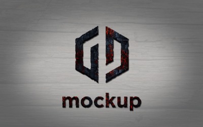Gerçekçi Gölge Efektli Yanmış Ahşap Logo Mockup