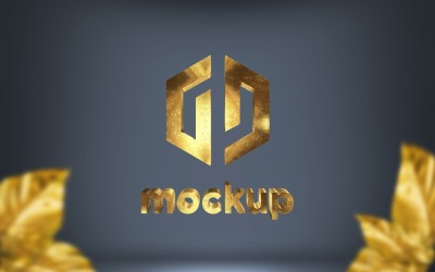 Gold Logo Mockup With Realistic Shadow Effects