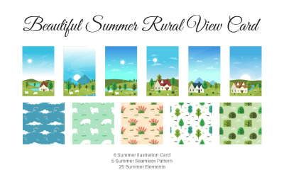 Krásné letní venkovské pohled karty