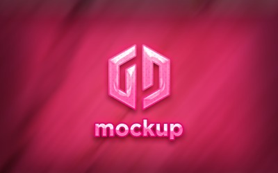 Maqueta de logotipo rosa con efectos de sombra realistas