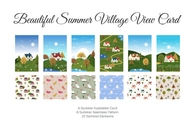 Mooie kaart met uitzicht op het zomerse dorp