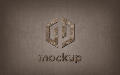 Old Walnut Wood Style Logo Mockup With Realistic Shadow Effects