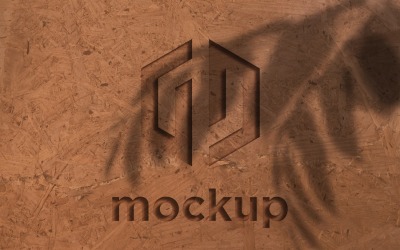 Graveer Logo Mockup Met Bladeren Schaduweffecten