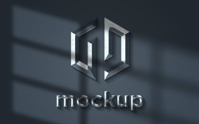 Grey Metal Logo Mockup with Realistic Window Shadow Effects