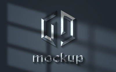 Maqueta de logotipo de metal gris con efectos de sombra de ventana realistas