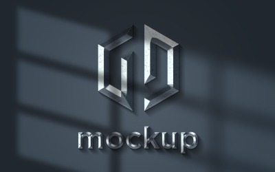 Mockup av grå metalllogotyp med realistiska fönsterskuggeffekter
