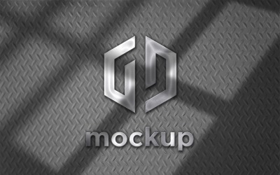 Mockup con logo in acciaio con effetti di ombra della finestra