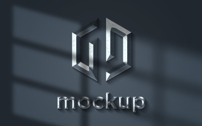 Mockup met grijs metalen logo met realistische raamschaduweffecten