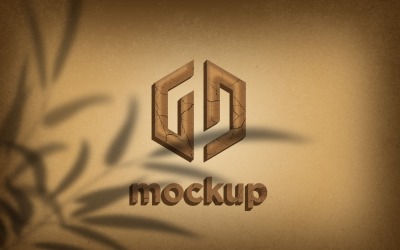 Mud Logo Mockup With Leaves Shadow Effects