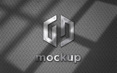 Pencere Gölge Efektli Çelik Logo Mockup