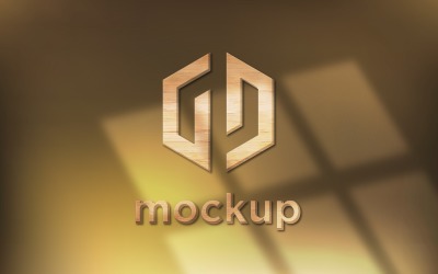 wood Logo Mockup With Window Sunlight Effect