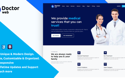 Doctorweb - Szablon strony internetowej Bootstrap zarządzania kliniką i szpitalem
