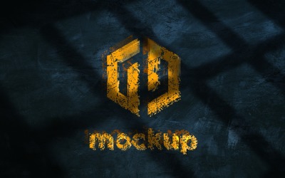 Grunge Logo Mockup pencere gölge efektleri