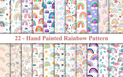 Hand Painted Rainbow Pattern, Rainbow Pattern Digital Paper, Rainbow Background