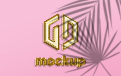 Yaprakları Gölge Efektleri ile Balonlar Logo Mockup