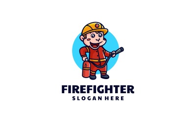 Aap Brandweerman Cartoon Logo Stijl