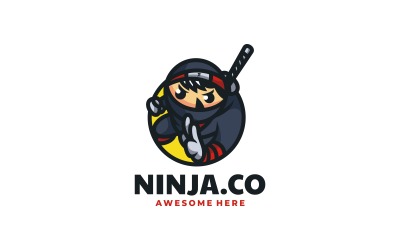 Logo de dessin animé de mascotte ninja
