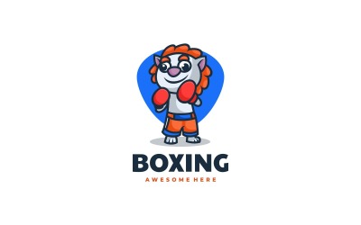 Logo del fumetto della mascotte del leone di boxe
