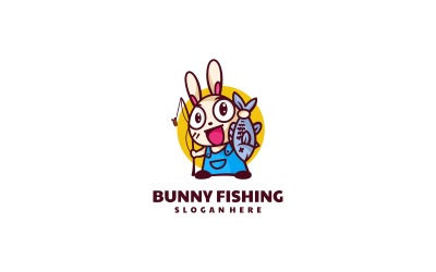 Logotipo de desenho animado de pesca de coelho