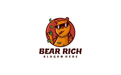 Logotipo de dibujos animados de la mascota rica del oso