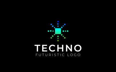 Logotipo de Techno de gradiente de punto cuadrado