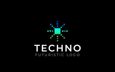 Square Dot Gradient Techno-logo