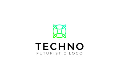 Logotipo de tecnología de hoja verde degradado