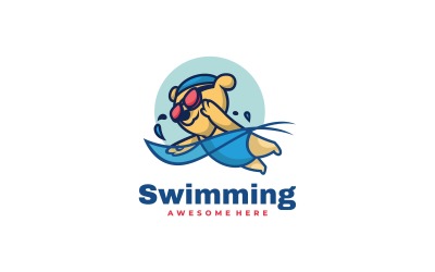 Simning Björn Cartoon Logotyp