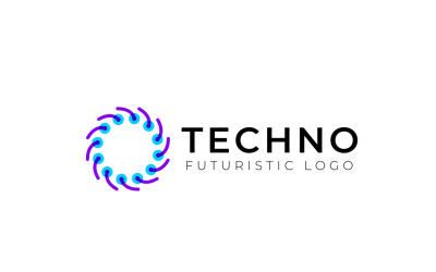 Düz Tekno Geleceğin Cehennemi Fütüristik Logosu