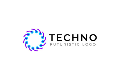 Flat Techno Future Inferno Logo Futurista