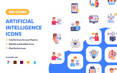 100 Artificial Intelligence Icons
