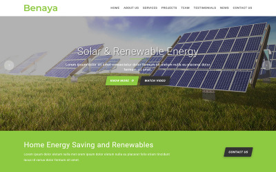Benaya is een sjabloon voor een zonne-energiebedrijf van één pagina