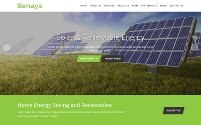 Benaya to jednostronicowy szablon firmy zajmującej się energią słoneczną