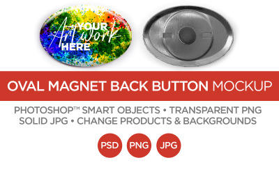 Oval Button Rare Earth Magnet Back Mockup &amp;amp; Template