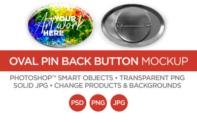 Oval Button Pin Back Mockup &amp;amp; Template