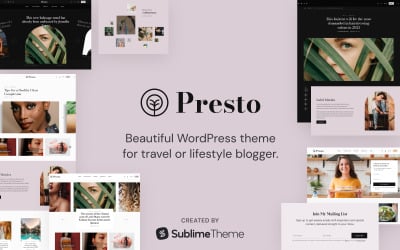 Presto-Theme Ein vollständig ansprechendes feminines WordPress-Theme und -Vorlagen
